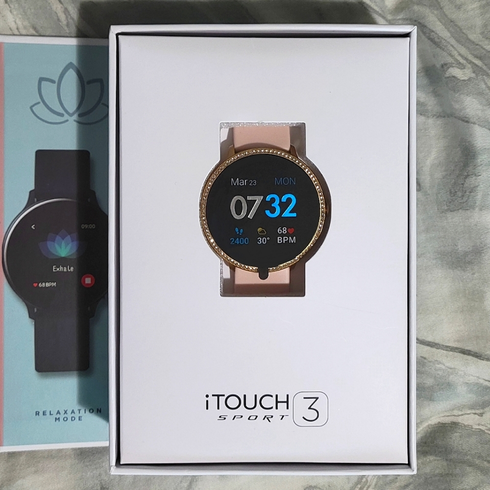 iTOUCH Sport 3 Special Edition Smartwatch: Rose Gold Crystal Case w/Blush Strap